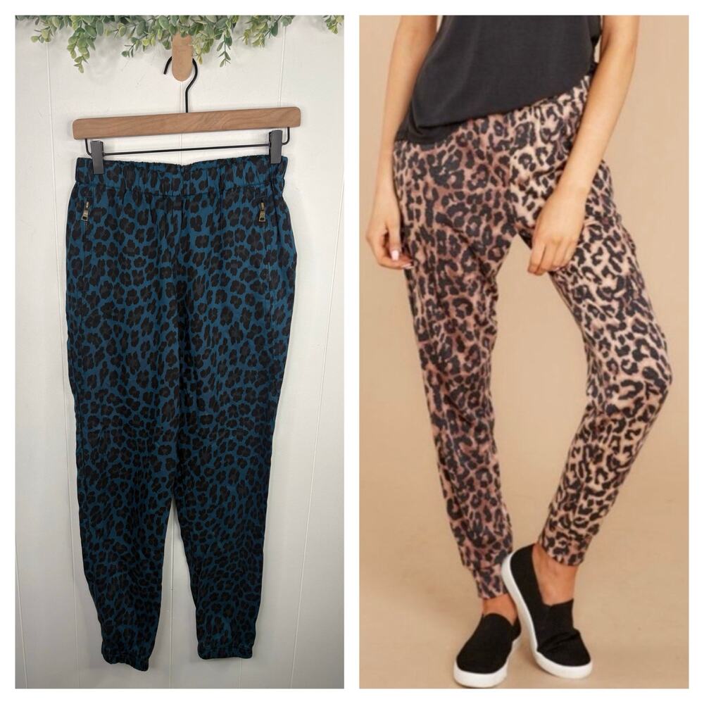 🧺 5 for $25 Sale Young Fabulous & Broke Martino Leopard Joggers XS Blue Cheetah